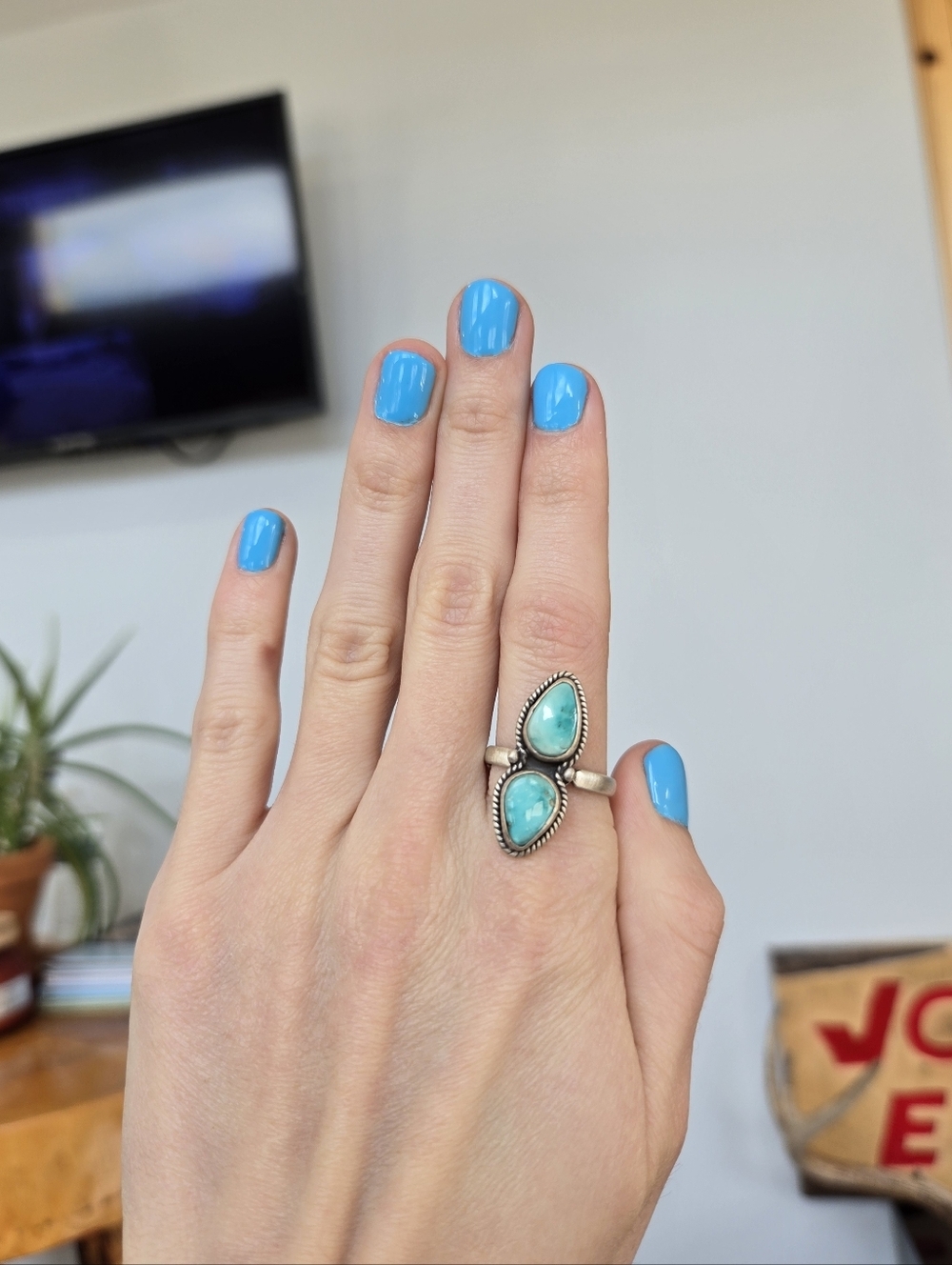 Lone Mountain Turquoise Double Sterling Ring